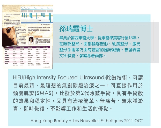 HIFU 聚焦超聲波臨床研究數據圖
